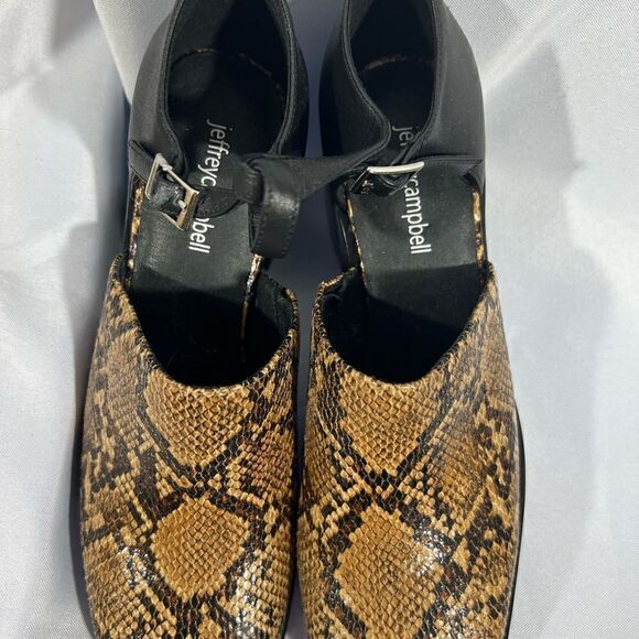 JEFFREY CAMPBELL AUDRY MARY JANES IN SNAKESKIN NWT 8.5 - Picture 4 of 7